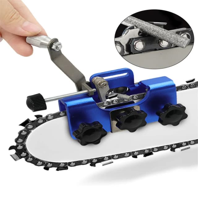 Afilador de madera y jardín con 3 varillas de molienda, afilador de motosierra para carpintería, sierras eléctricas, herramientas de reparación manuales