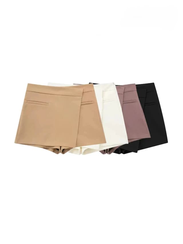 ASDS Faldas cortas envolventes asimétricas para mujer, cintura alta, cremallera lateral, falda pantalón femenina, moda