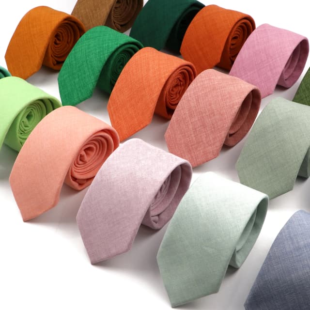 Novedad, nuevos corbatas de Color sólido para hombres, 100% algodón hecho a mano, corbata de alta calidad, rosa, verde, naranja, 6,5 cm, corbatas ajustadas, accesorio