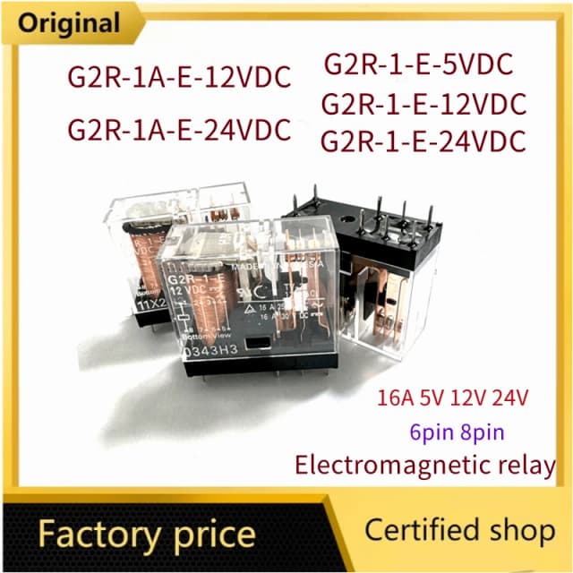 G2R-1 1A 1-E -5VDC 12VDC 24VDC Relé de potencia 6 pines 8 pines 16A G2R-1A-E-12VDC G2R-1A-E-24VDC G2R-1-E-5VDC G2R-1-E-12VDC G2R-1-E-24