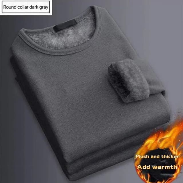 Camisetas cálidas de terciopelo grueso para hombre, ropa interior térmica de manga larga para invierno, camiseta de moda con cuello redondo para hombre, M-5XL
