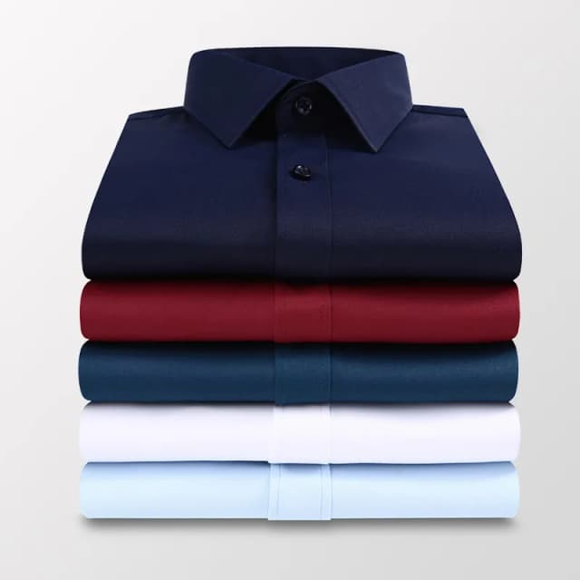 Camisas de manga larga para hombre, camisas informales de negocios con botones de solapa, ropa Formal, negro, blanco, azul y rosa, primavera y otoño
