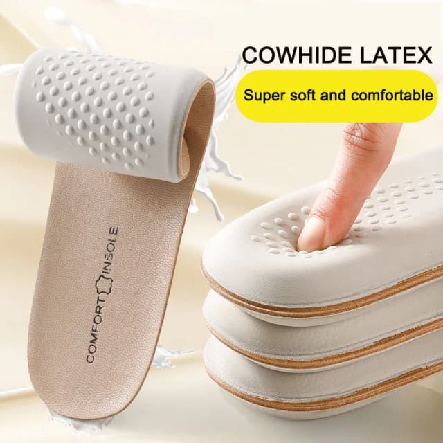 Plantilla deportiva de látex de cuero, plantillas de piel de vaca para zapatos, soporte para arco, almohadillas para zapatos, insertos de plantilla para fascitis Plantar que absorben los golpes
