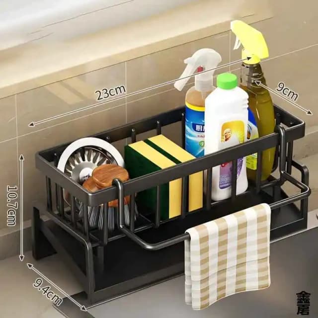 Estante compacto para especias montado en grifo, organizador para fregadero con escurridor, almacenamiento de cocina que ahorra espacio para utensilios/accesorios