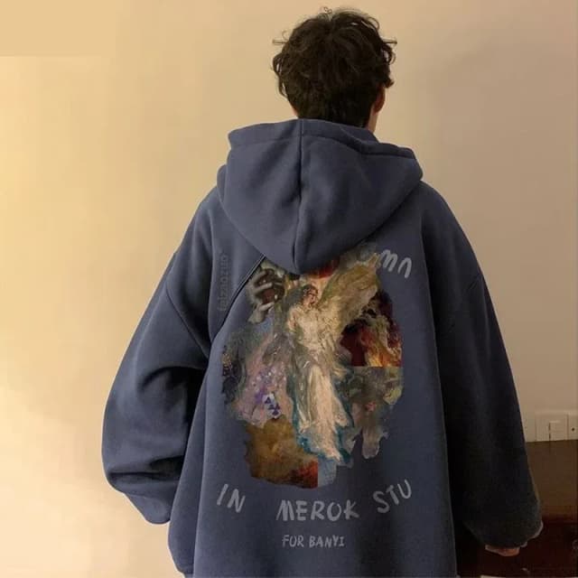 Nuevo Jersey gótico con estampado con dibujo, sudaderas con capucha para hombre Y2K, ropa de calle Vintage, sudaderas con capucha, sudadera holgada de moda de Hip Hop para otoño