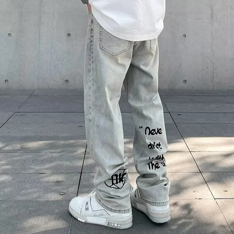 Pantalones vaqueros holgados con letras góticas americanas para hombre Y2K, pantalones vaqueros rectos Retro Harajuku, pantalones vaqueros estampados a la moda de Hip Hop para hombre