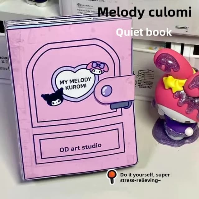 Libro tranquilo DIY Sanrio sin cortar Kuromi Melody libro de juguete hecho en casa juego completo libro silencioso sin cortar
