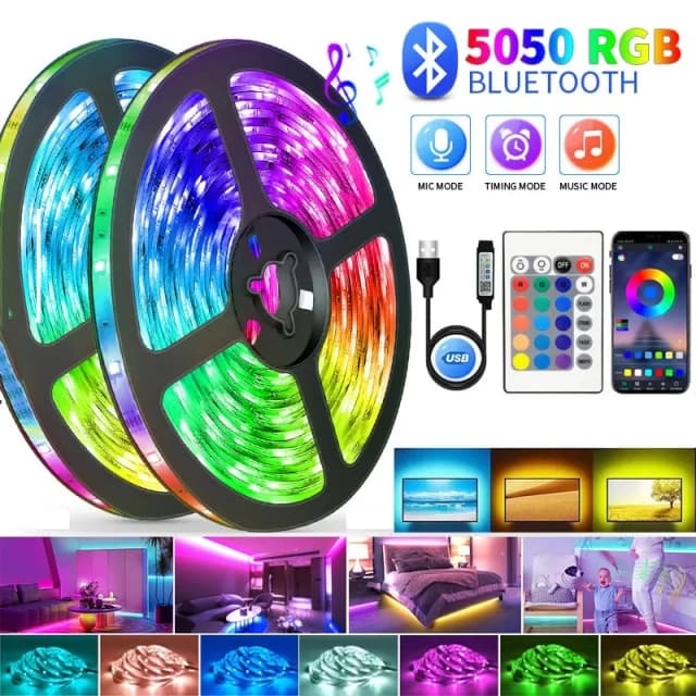 Luces Led Usb de 5V para habitación, tira de luces Led Rgb de 5050, cinta de diodo de 5 y 10 metros, decoración para jugadores, barra de cadena de hielo, cinta Led adhesiva de iluminación