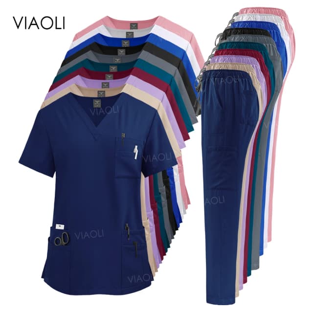 Uniforme médico para mujer, conjunto de batas de trabajo para Hospital, venta al por mayor, uniformes de enfermería, ropa de trabajo para clínica de farmacia y cuidado de la salud