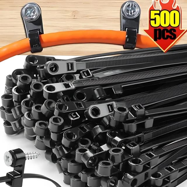 Bridas para cables con orificio para tornillo, bridas para cables de nailon fijas reutilizables, correas autoblocantes, bucle de sujeción, organizador de oficina, 500/100 Uds.