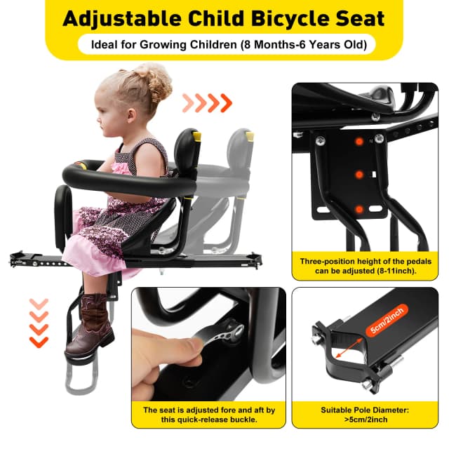 Asiento portátil de seguridad para bicicleta de bebé, asiento para niños pequeños, portabebés para silla de bicicleta, soporte frontal