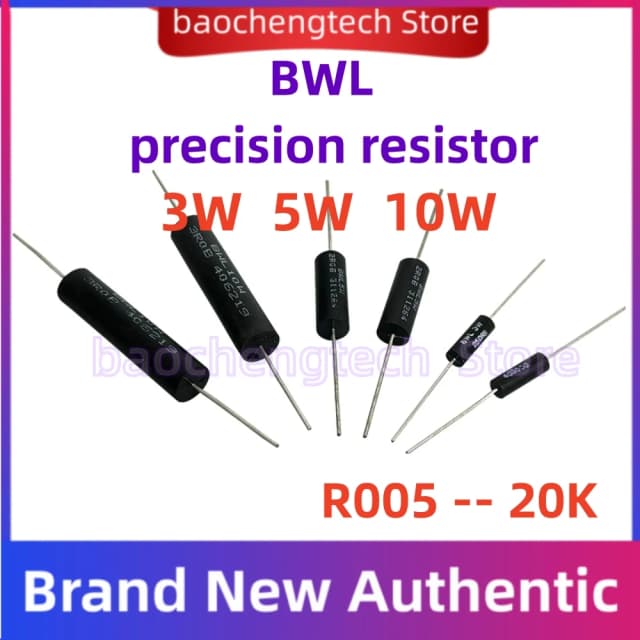 Resistencia de precisión BWL 3W5W10WR005-20K resistencia no inductiva 1R 2R 20R deriva de baja temperatura 5 10 20 miliohmios alta precisión