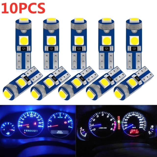 2/10 Uds T5 bombilla Led W3W W1.2W Led Canbus luces interiores de coche tablero indicador de calentamiento cuña lámpara de instrumento automático 12V