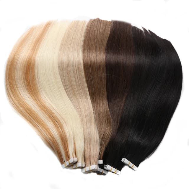 Extensiones de cabello con cinta BHF, cabello humano, 20 unidades por paquete, cinta Invisible recta europea Remy, extensiones de cabello adhesivas Ins