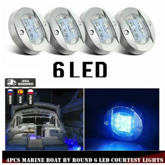 3 pulgadas 6 Led redondo cromo marino LED montaje en popa ancla de popa luz de navegación impermeable barco luces marinas 6-2835-SMD 12V DC