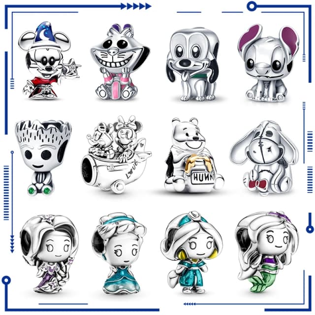 Nuevo en la serie Disney, cuentas que se adaptan a Pandach, pulsera de dijes originales para mujer, colgante de plata 925, cuentas, joyería DIY, gran oferta