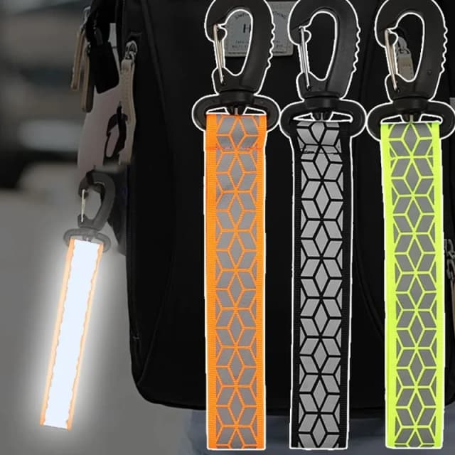 Llavero con colgante de correas reflectantes para acampar al aire libre, correr de noche, mochila de ciclismo, llaveros brillantes ligeros de seguridad, 2 uds.