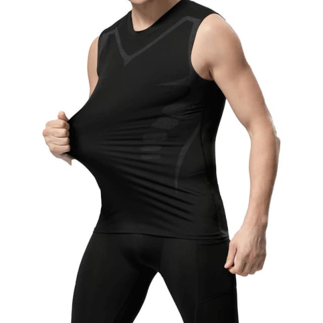 Chaleco negro estampado de ciencia ficción para hombre, camiseta de secado rápido informal y moderna para hombre, chaleco elástico con cuello redondo para deportes y fitness
