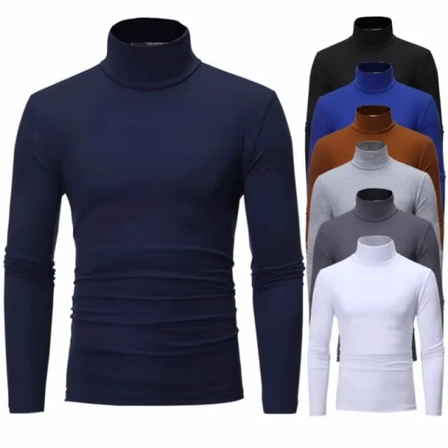 Ropa interior térmica para hombre, Tops, ropa de primavera, camisa térmica, medias de otoño e invierno, camiseta de manga larga ajustada con cuello alto