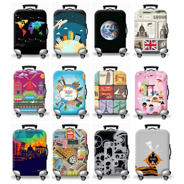 Cubierta protectora elástica gruesa para equipaje, traje con cremallera para bolsa de 18-32 pulgadas, fundas para maleta, cubierta para carrito, accesorios de viaje