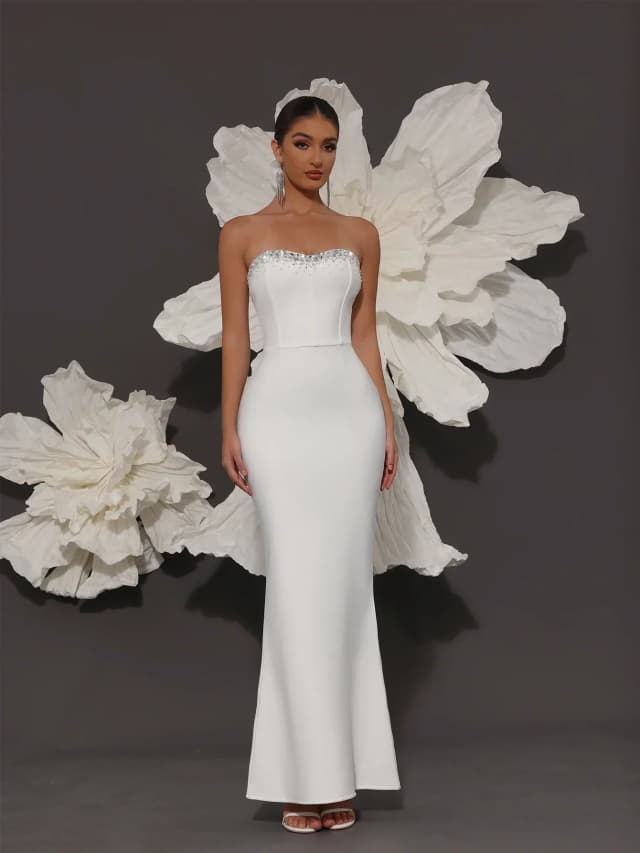 Vestido Bandage blanco de lujo para mujer, vestidos Bandage de alta calidad, vestido elegante a la moda, vestido de noche para fiesta de cóctel 2024