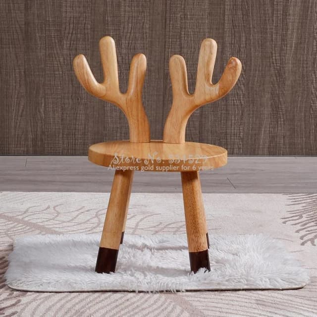 Taburete de madera maciza para niños, silla de bebé de dibujos animados, asiento de Animal de roble, conejo, Reno, divertido, muebles cómodos para niños