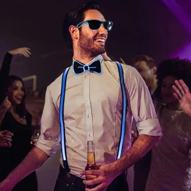 Nuevas luces LED con pajarita, perchas de tirantes para mujer, tirantes para hombres, suministros para fiestas y festivales, materiales brillantes que brillan en la oscuridad