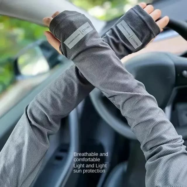 1 par de mangas de hielo de gran tamaño para hombres, mangas sueltas de verano al aire libre con protección UV