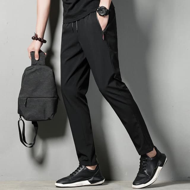 Pantalones informales de verano para hombre, pantalones ajustados, versión coreana, pantalones de seda helada, pantalones deportivos Jinlun, pantalones rectos de secado rápido
