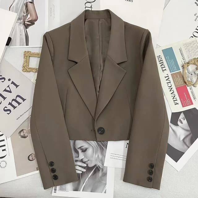 Blazers recortados para mujer, nueva moda coreana, chaqueta de traje con botones de manga larga, chaqueta de oficina elegante que combina con todo para mujer 2024