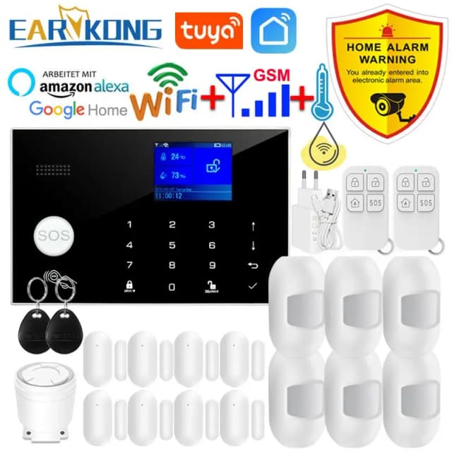 Sistema de alarma G50 Wifi GSM Tuya 433MHz Detector inalámbrico y con cable alarmas antirrobo tarjeta RFID TFT LCD teclado táctil 11 idiomas