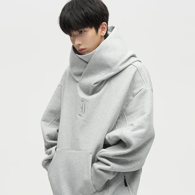 Otoño Ninja Streetwear sudaderas con capucha de cuello alto para hombres letra bordada Hip Hop moda sudaderas Y2K Vintage polar con capucha