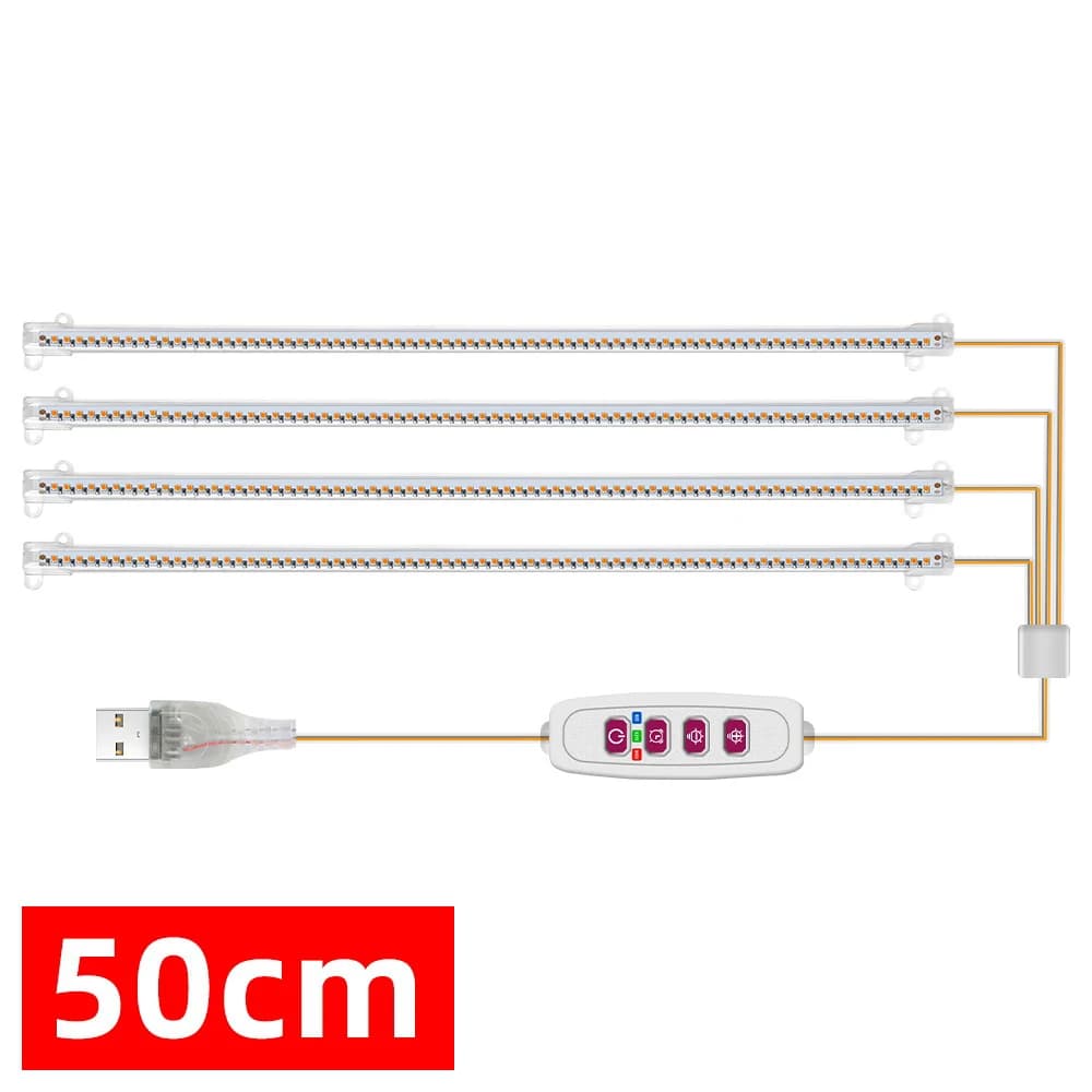 Tira de luces LED para cultivo de plantas de interior, tubo USB de espectro completo, temporizador regulable, plántulas, Vegs, lámpara de cultivo de flores, 1/2/3/4 cabezales