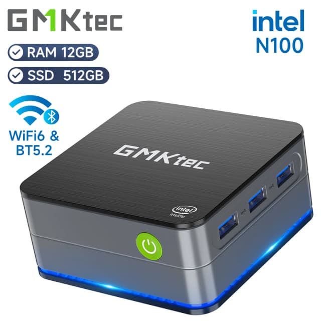 GMKtec-Mini PC G2, Windows 11 Pro, Intel 12th Gen Alder Lake N100, DDR5, 12GB de RAM, 512GB de ROM, WiFi 6, BT5.2, ordenador de escritorio
