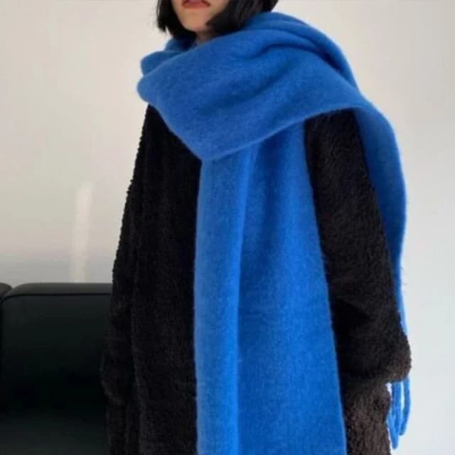 Bufanda de invierno de 230x37cm para mujer, chal grueso y cálido, bufanda mullida con borlas clásicas, chal suave de Color sólido
