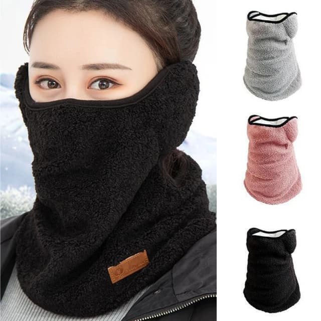 Máscara cálida de invierno para mujer, protección del cuello gruesa de felpa, cubierta facial ajustable para deportes al aire libre, ciclismo, bufanda de esquí a prueba de viento, máscaras