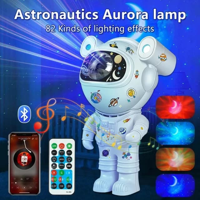 Proyector de estrellas DIY para niños, luz nocturna con Control remoto, diseño ajustable 360, astronauta, nebulosa, galaxia, iluminación para niños