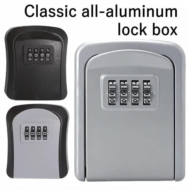 durable de lujo de aleación de zinc, resistente al agua, montaje en pared, caja de almacenamiento de llaves, combinación de contraseña, fácil de fijar en el interior y en el exterior
