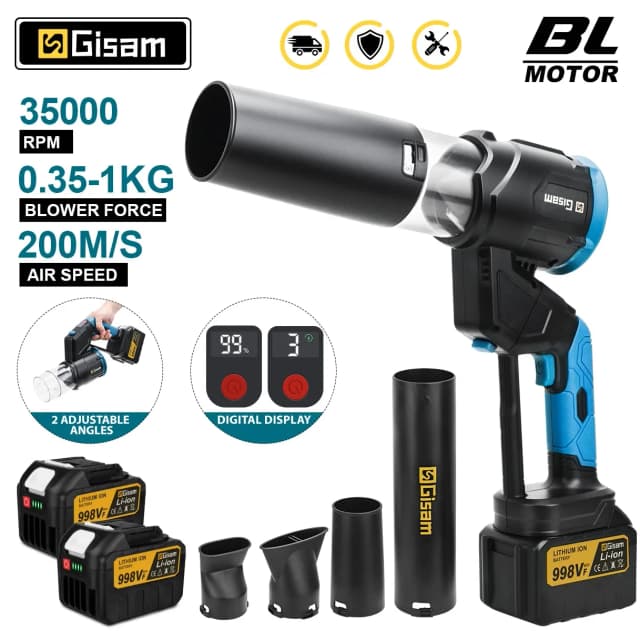Gismis-soplador de aire eléctrico sin escobillas, 35000RPM, 2 en 1, Turbo, hoja, polvo, nieve, herramienta de limpieza para Makita, Pin de batería de 18V