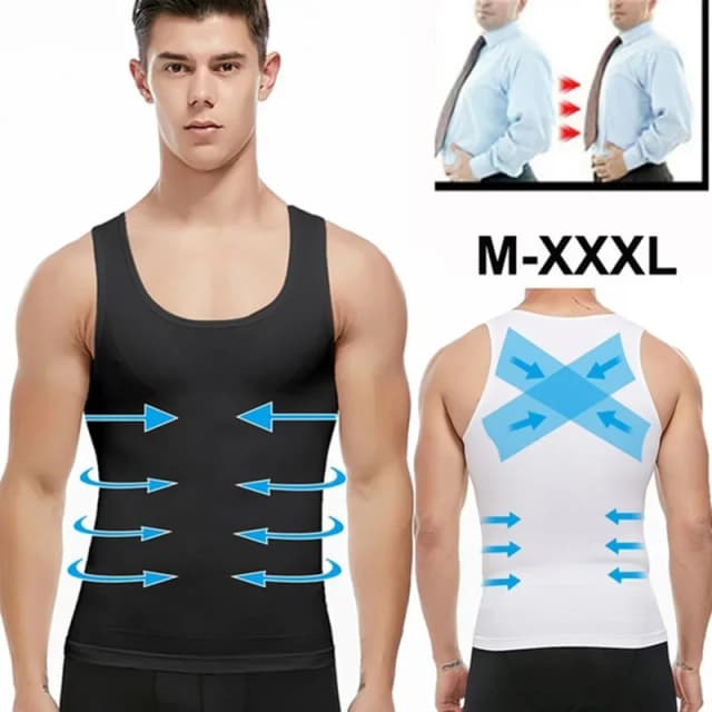 Ropa moldeadora de cuerpo adelgazante para hombre, camisa de compresión Abs para ocultar ginecomastia Moobs, camisetas sin mangas de entrenamiento, camisetas interiores