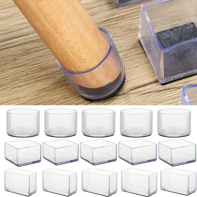 4 Protectores de Suelo Cuadrados de Goma, Protectores de Patas de Silla, Cubiertas Antipolvo para Patas de Mesa, Calcetines, Tapones para Tubos, Patas Niveladoras para Muebles