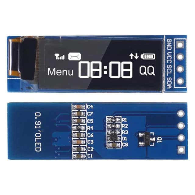 Módulo de pantalla OLED I2C de 0,91 pulgadas, controlador de pantalla OLED I2C, Blanco/azul, CC 3,3 V ~ 5V para Arduino