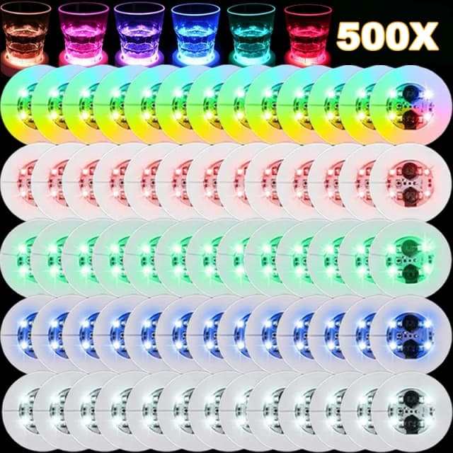 Luces LED para posavasos, pegatinas coloridas y brillantes para botellas de vino, iluminación para Bar, fiesta de boda, pegatinas brillantes para botellas de vino, 1-300 Uds.