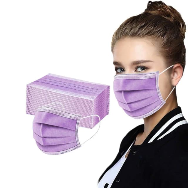 50PCS Mujeres Hombre Máscara sólida Mascarilla desechable 3Ply Ear Loop Anti-PM2.5 Máscara