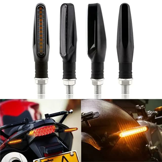 Luz LED de intermitente para motocicleta, luz intermitente Universal DRL ámbar que fluye, luz trasera intermitente para motocicleta, 2 uds.