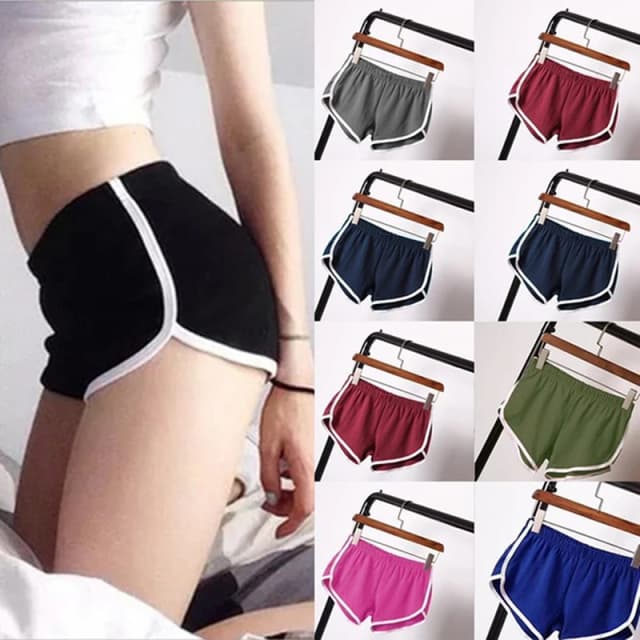Pantalones cortos deportivos para mujer, novedad de verano 20224, pantalones cortos ajustados antivaciados de Color caramelo, pantalones cortos informales con cintura elástica para playa Correndo