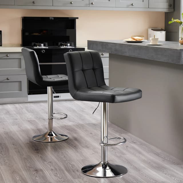 JHK-Taburetes de Bar de cuero PU, Juego de 2 taburetes tapizados con altura de mostrador, respaldo de Gas certificado por SGS, Gylinder Comfortbale