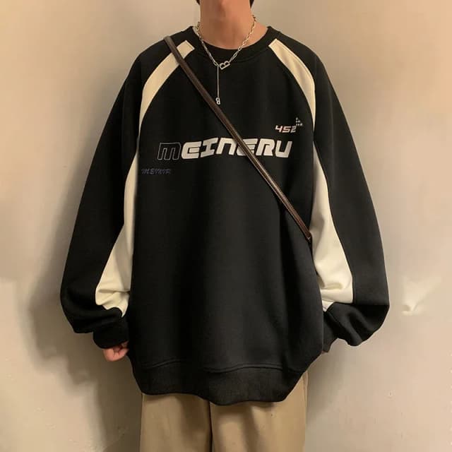 Sudadera con estampado de letras American High Street Para Hombre, Jersey de gran tamaño con bloques de colores, Sudaderas con capucha Y2K Vintage, Sudaderas Para Hombres