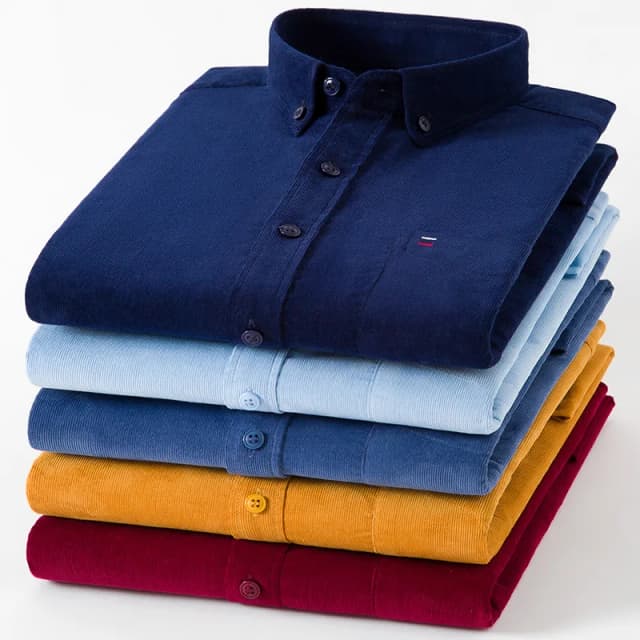 Camisa de pana de algodón 7XL 6XL, camisas de vestir de manga larga informales de ajuste Regular, camisas de vestir suaves y cómodas con bolsillos para hombre, blusa, ropa