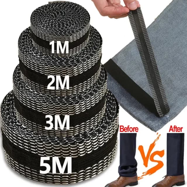 Cinta autoadhesiva para pasta de pantalones, parche para piernas, borde de pantalones, herramienta de costura para acortar ropa, dobladillo termoadhesivo, cinta de tela DIY, 1/5M